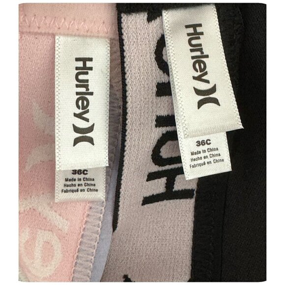 HURLEY NWT 2 Piece Tie Dye Lightly Padded Comfort Bra Pink and Black Women's 36C - Picture 9 of 9